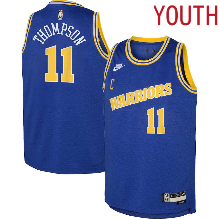 Youth Golden State Warriors 11 Klay Thompson Nike Royal 2022-23 Swingman NBA Jersey